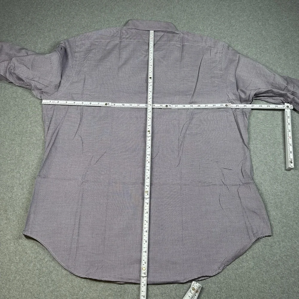 Vintage Polo Ralph Lauren Andrew 17 34/35~XL Purple Houndstooth Dress Shirt USA